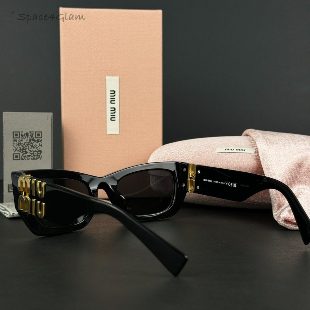 Miu Miu Women Sunglasses Black Grey Rectangle MU09WS GLIMPSE 1AB5S0 BRAND NEW - Picture 6 of 13